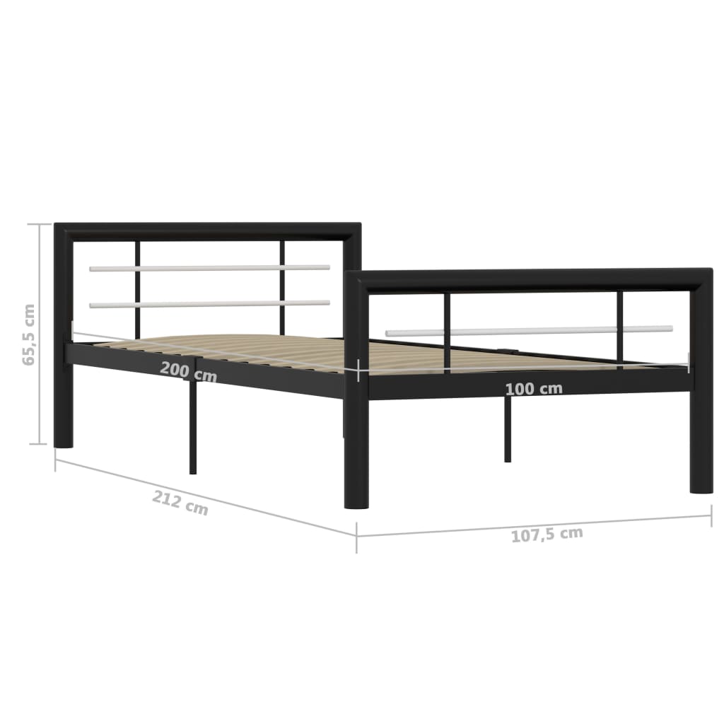 Cadre de lit sans matelas noir et blanc métal 90x200 cm - XIOS