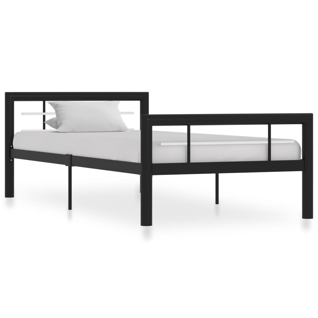 Cadre de lit sans matelas noir et blanc métal 100x200 cm - XIOS