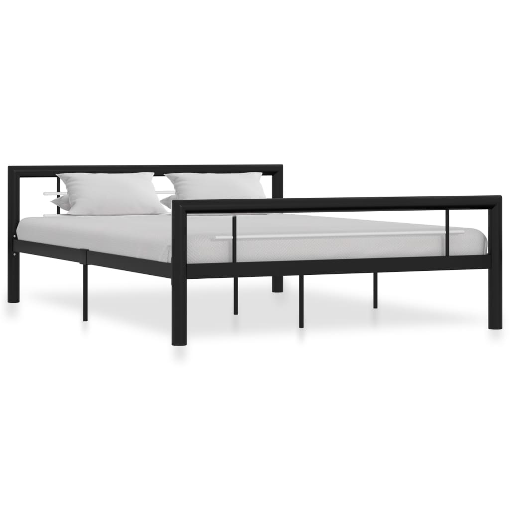 Cadre de lit sans matelas noir et blanc métal 120x200 cm - XIOS