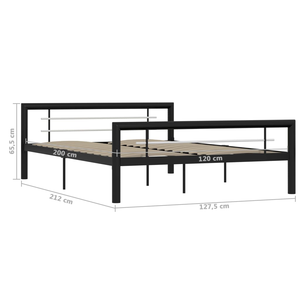 Cadre de lit sans matelas noir et blanc métal 120x200 cm - XIOS