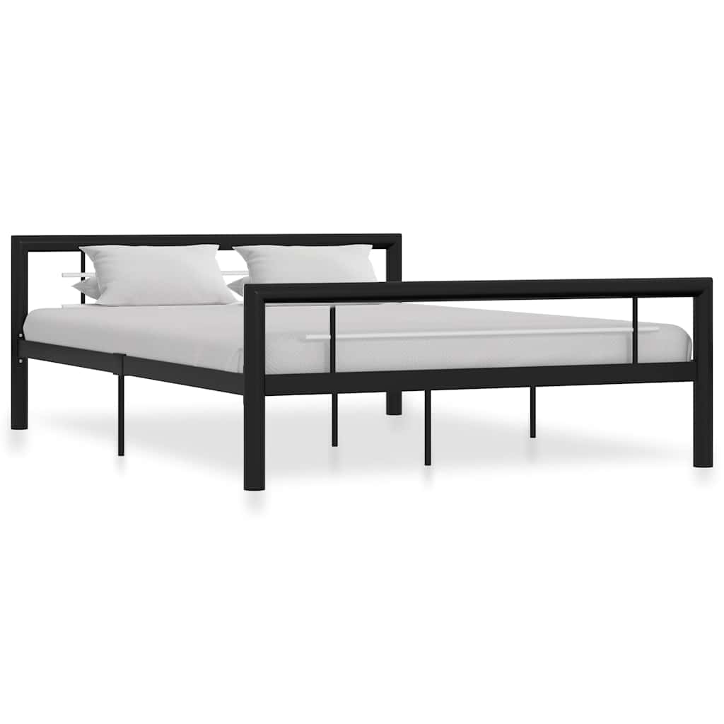 Cadre de lit sans matelas noir et blanc métal 140x200 cm - XIOS