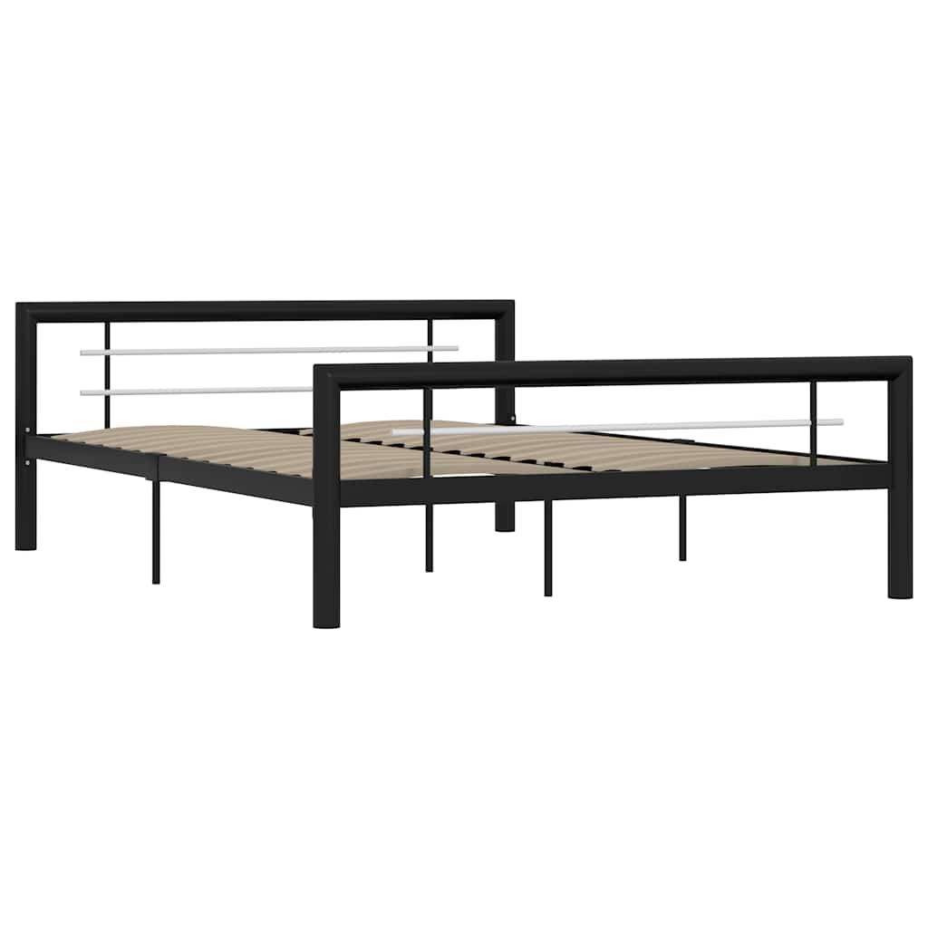 Cadre de lit sans matelas noir et blanc métal 140x200 cm - XIOS