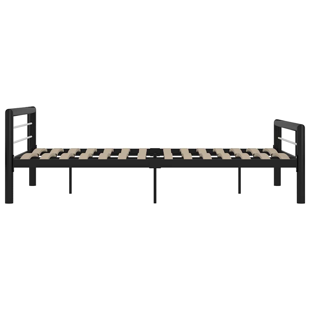Cadre de lit sans matelas noir et blanc métal 140x200 cm - XIOS
