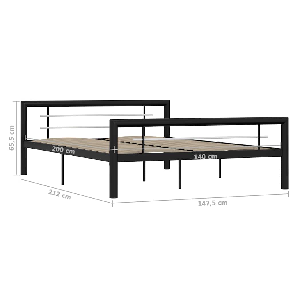 Cadre de lit sans matelas noir et blanc métal 140x200 cm - XIOS