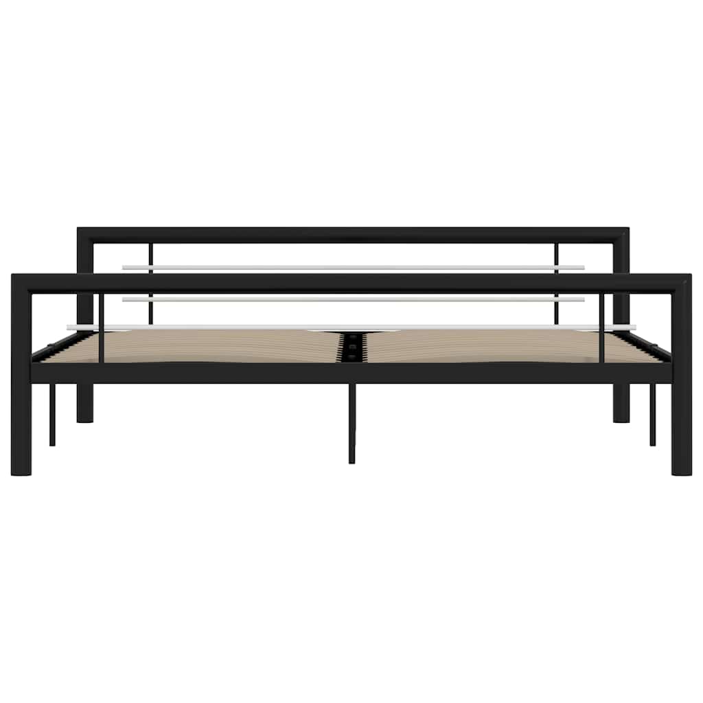 Cadre de lit sans matelas noir et blanc métal 180x200 cm - XIOS