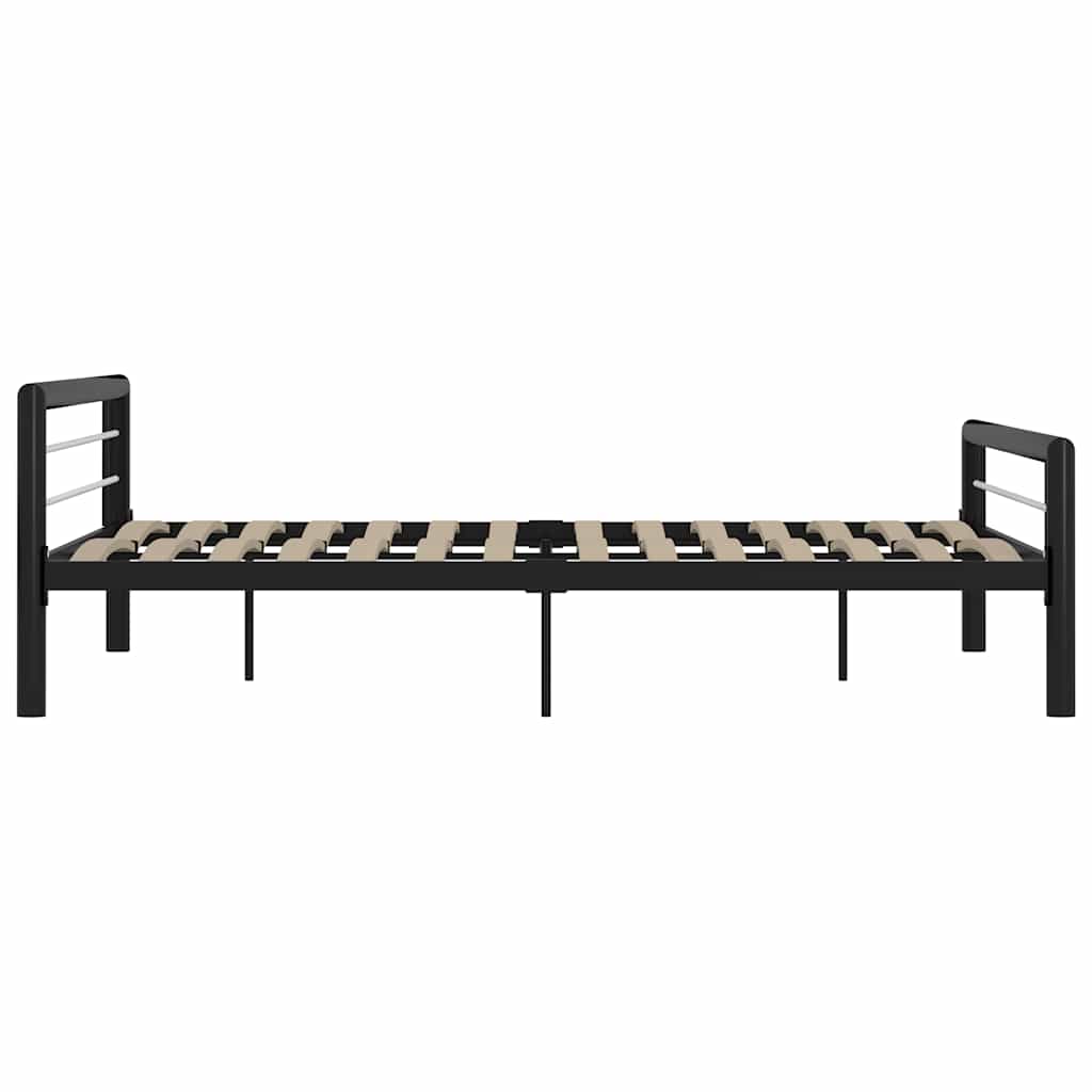 Cadre de lit sans matelas noir et blanc métal 180x200 cm - XIOS