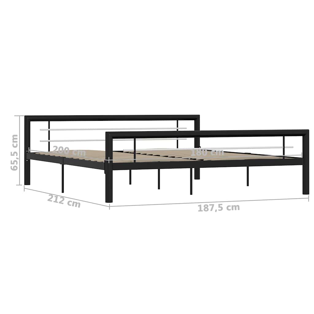 Cadre de lit sans matelas noir et blanc métal 180x200 cm - XIOS