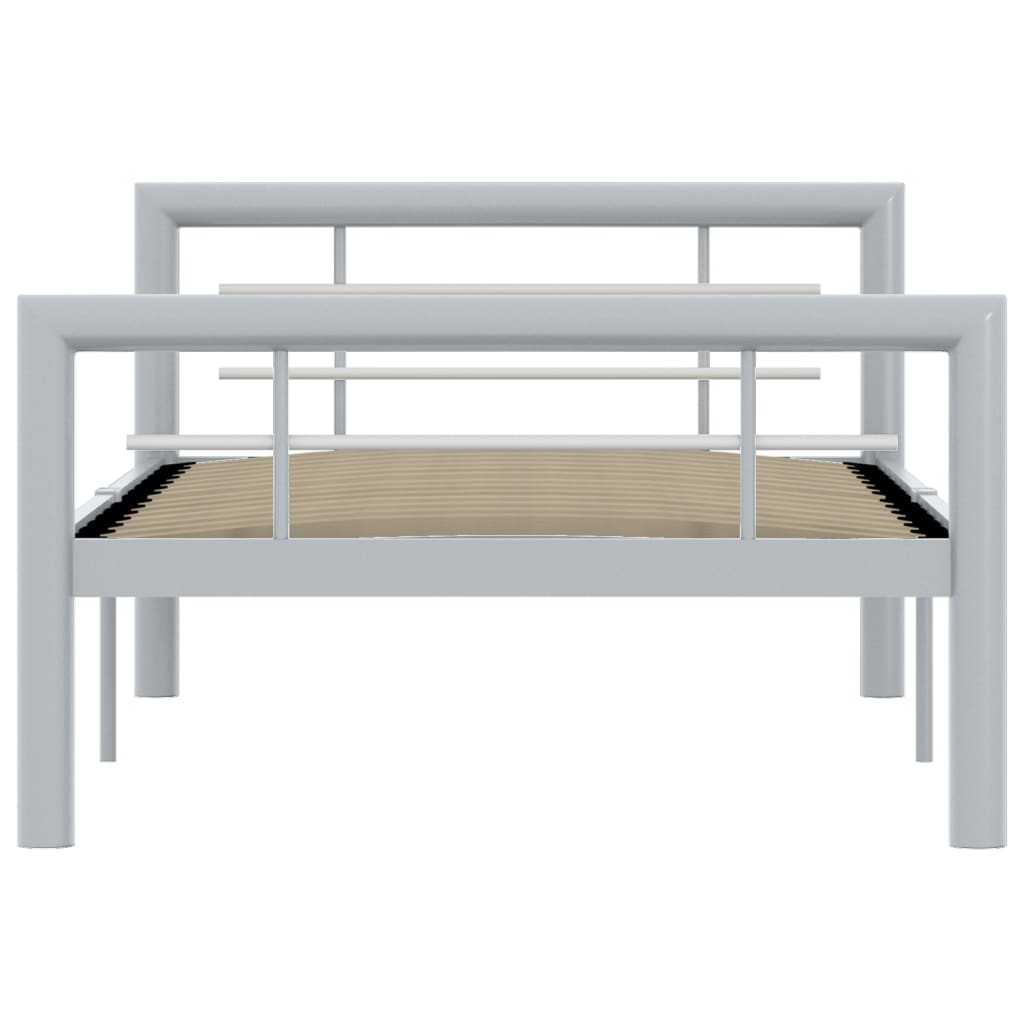 Cadre de lit sans matelas gris et blanc métal 90x200 cm - XIOS
