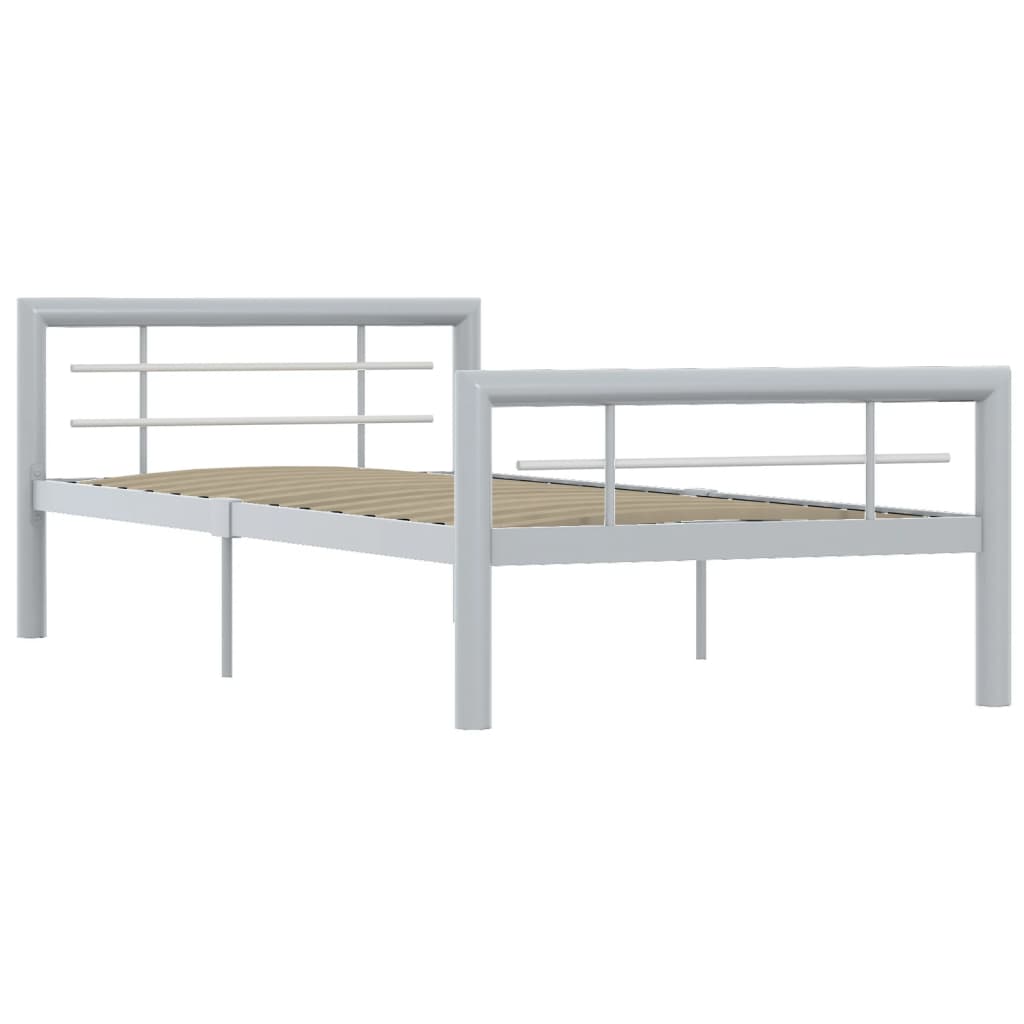 Cadre de lit sans matelas gris et blanc métal 100x200 cm - XIOS