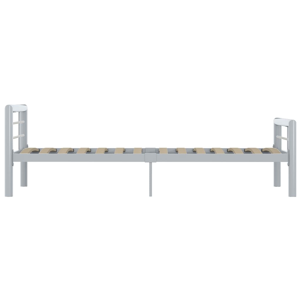 Cadre de lit sans matelas gris et blanc métal 100x200 cm - XIOS