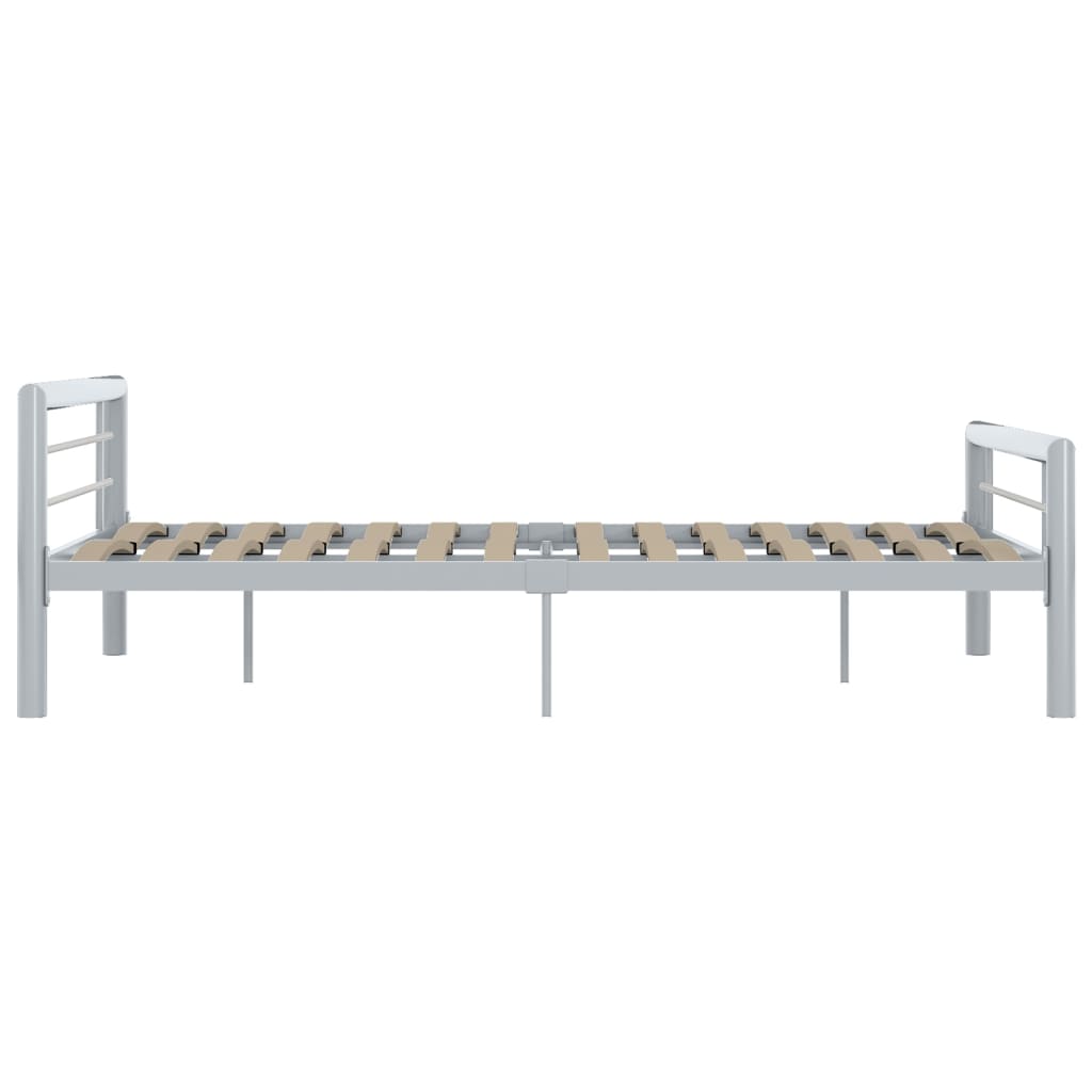 Cadre de lit sans matelas gris et blanc métal 120x200 cm - XIOS