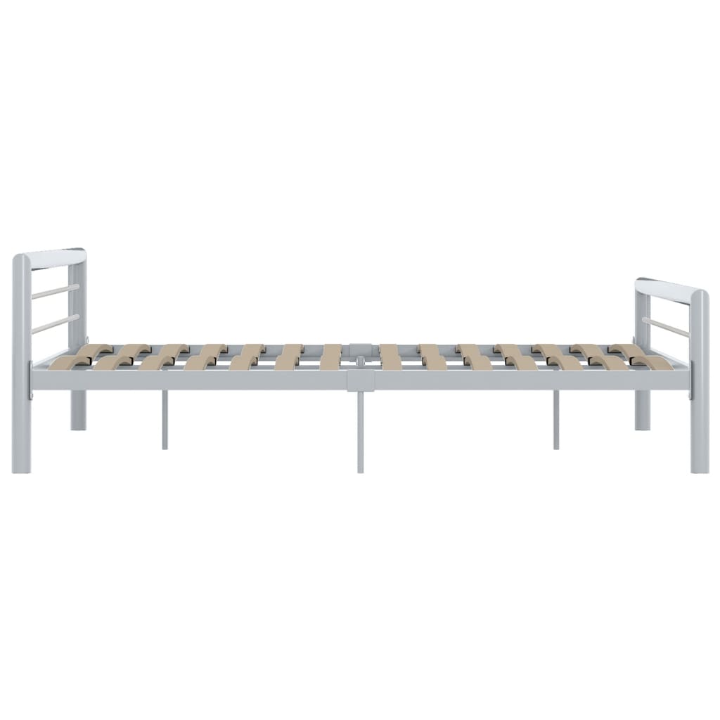Cadre de lit sans matelas gris et blanc métal 180x200 cm - XIOS