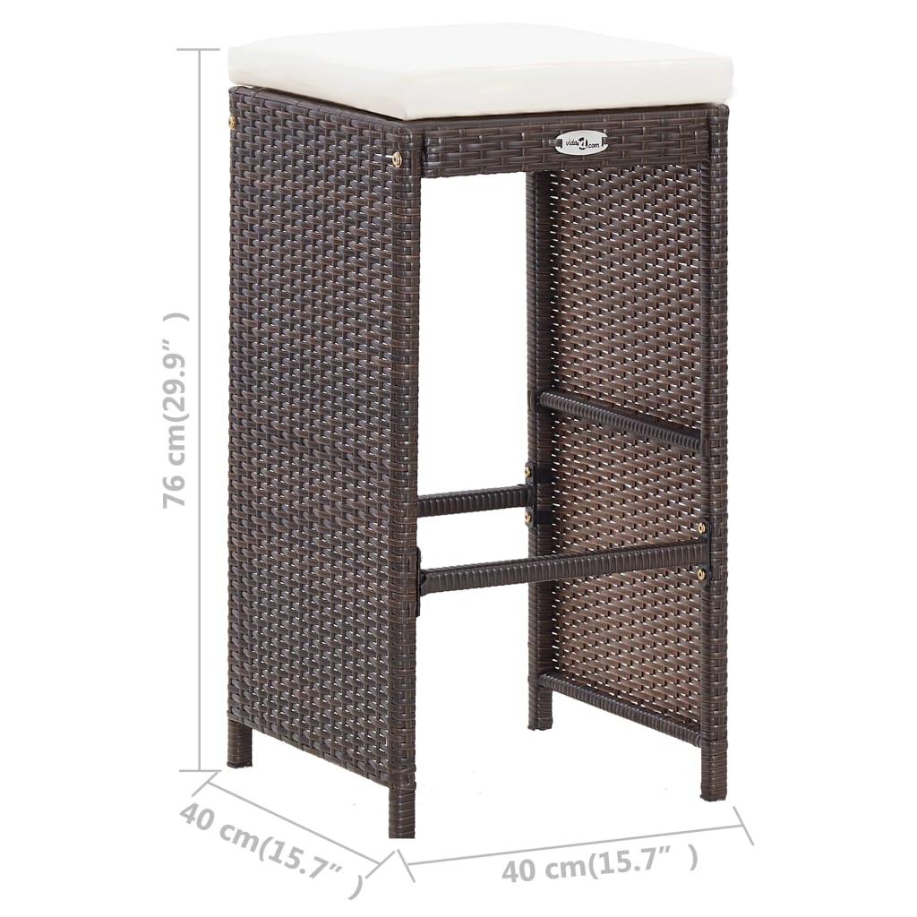 Ensemble de bar de jardin 7 pcs coussins Résine tressée Marron - XIOS