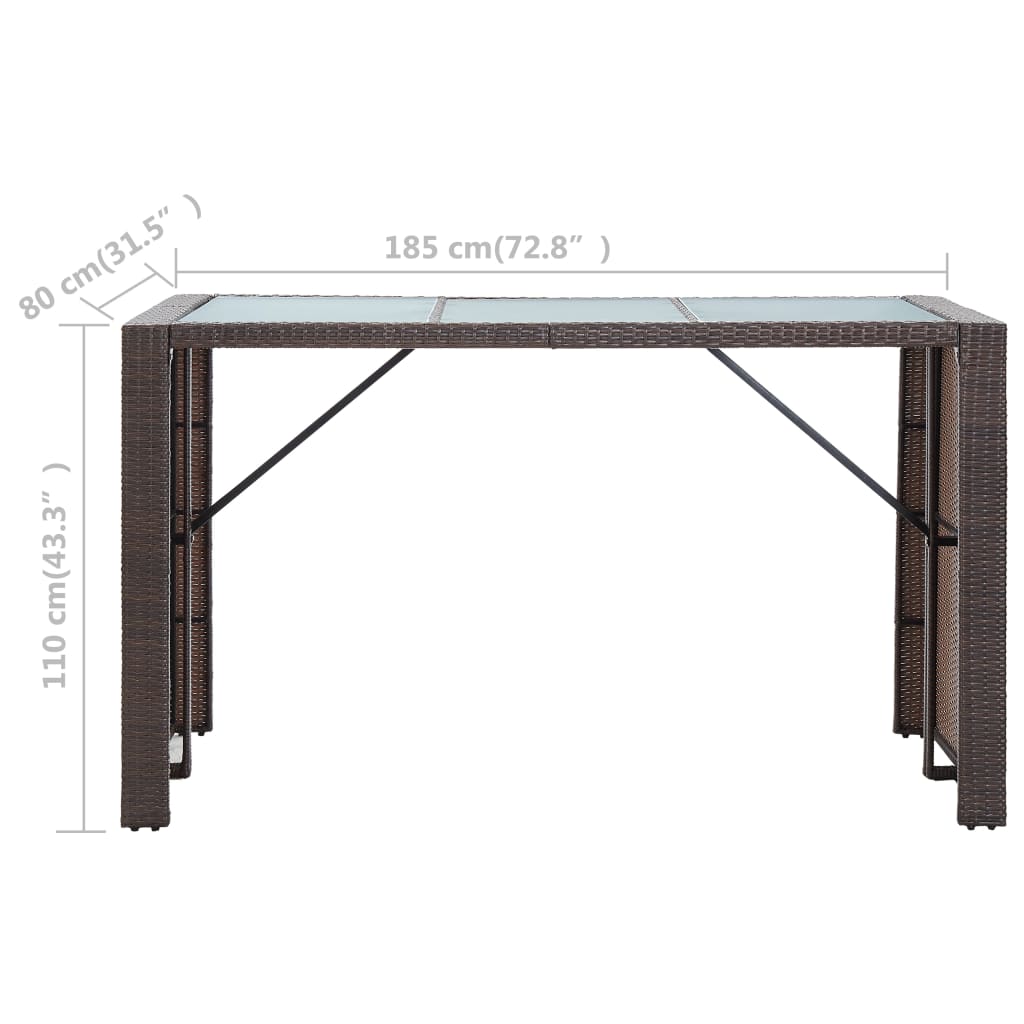 Ensemble de bar de jardin 7 pcs coussins Résine tressée Marron - XIOS