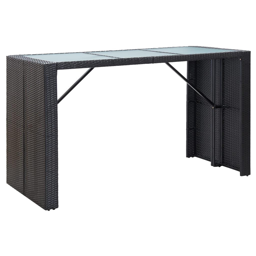 Ensemble de bar de jardin 7 pcs avec coussins poly rotin noir - XIOS