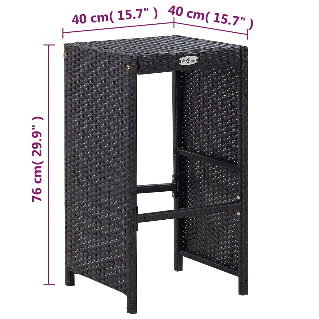 Ensemble de bar de jardin 7 pcs avec coussins poly rotin noir - XIOS