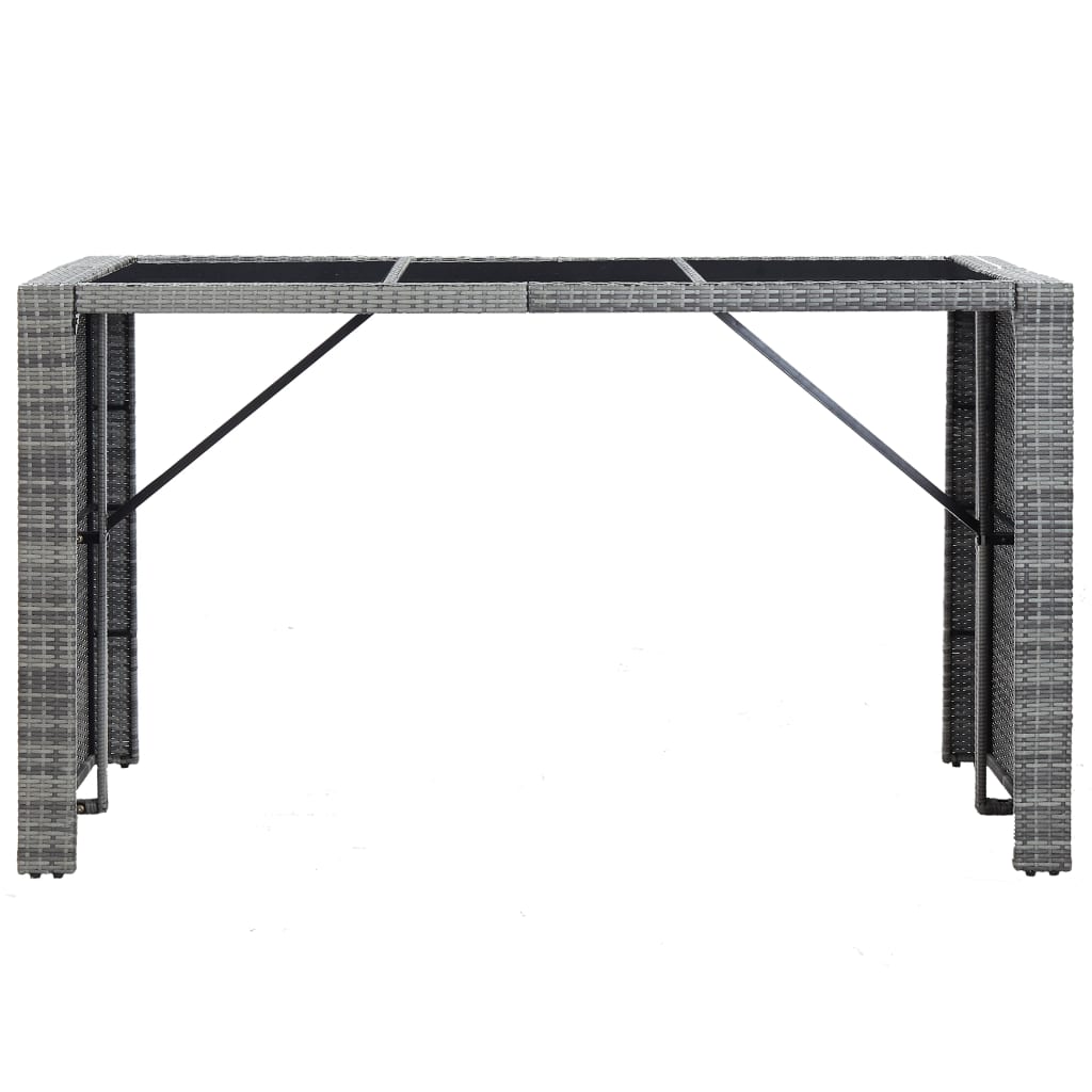 Meuble de bar de jardin 7 pcs et coussins Résine tressée Gris - XIOS
