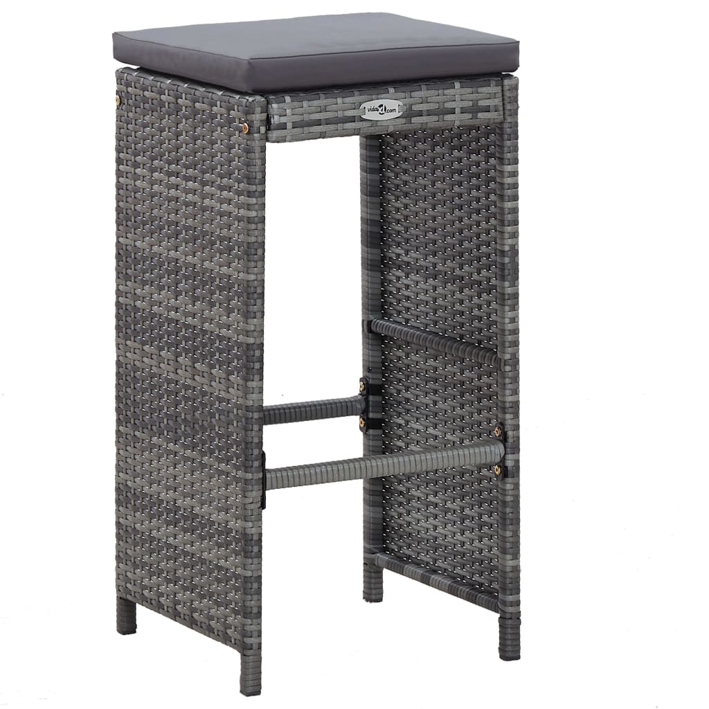 Meuble de bar de jardin 7 pcs et coussins Résine tressée Gris - XIOS
