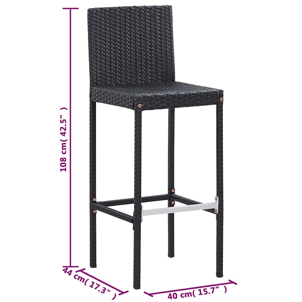 Ensemble de bar 5 pcs Résine tressée et bois d'acacia Noir - XIOS