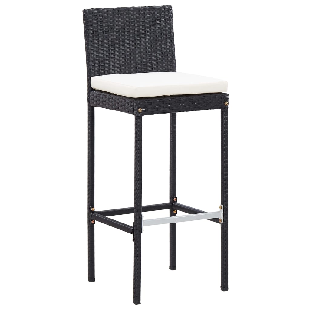Ensemble de bar 5 pcs Résine tressée et bois d'acacia Noir - XIOS
