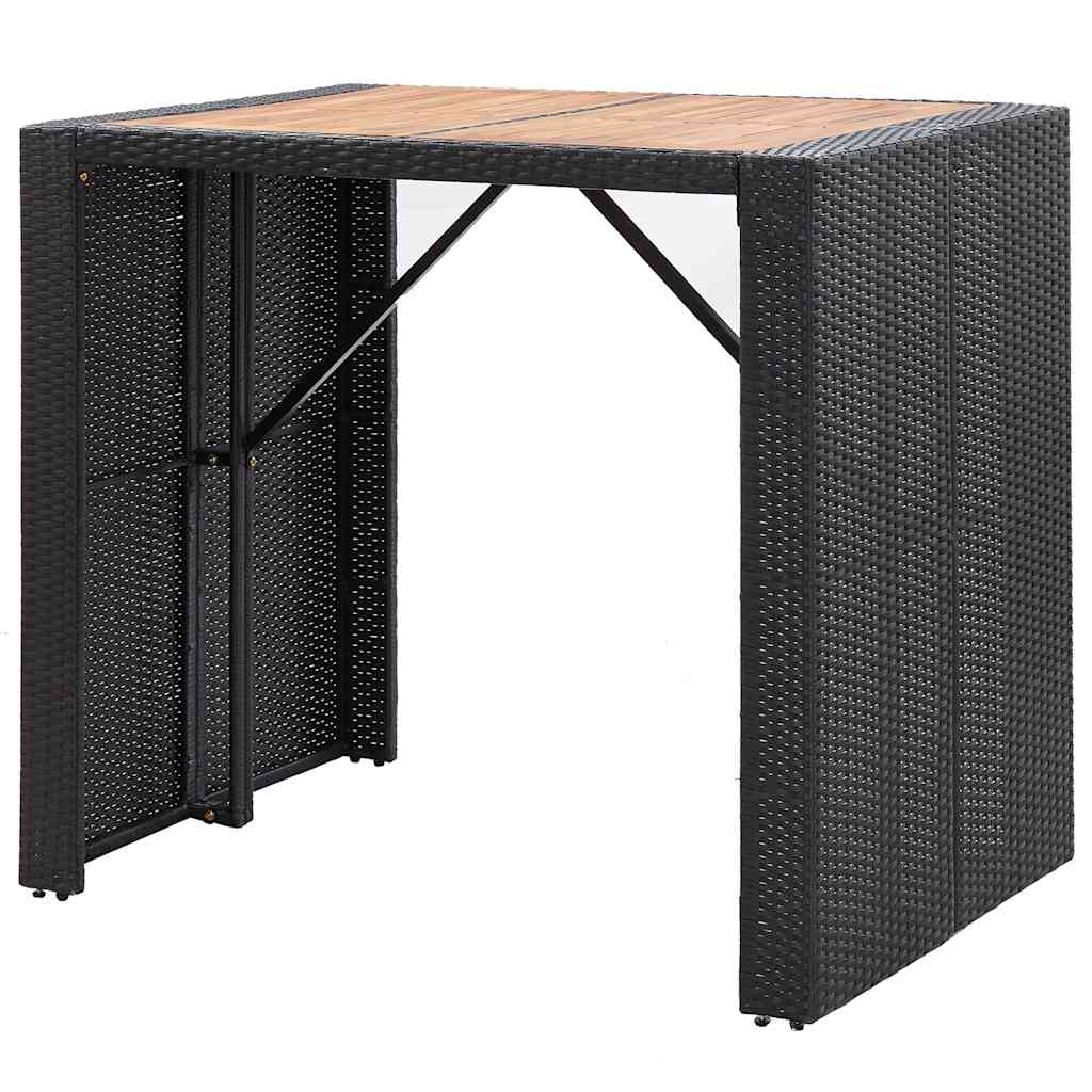 Ensemble de bar 5 pcs Résine tressée et bois d'acacia Noir - XIOS