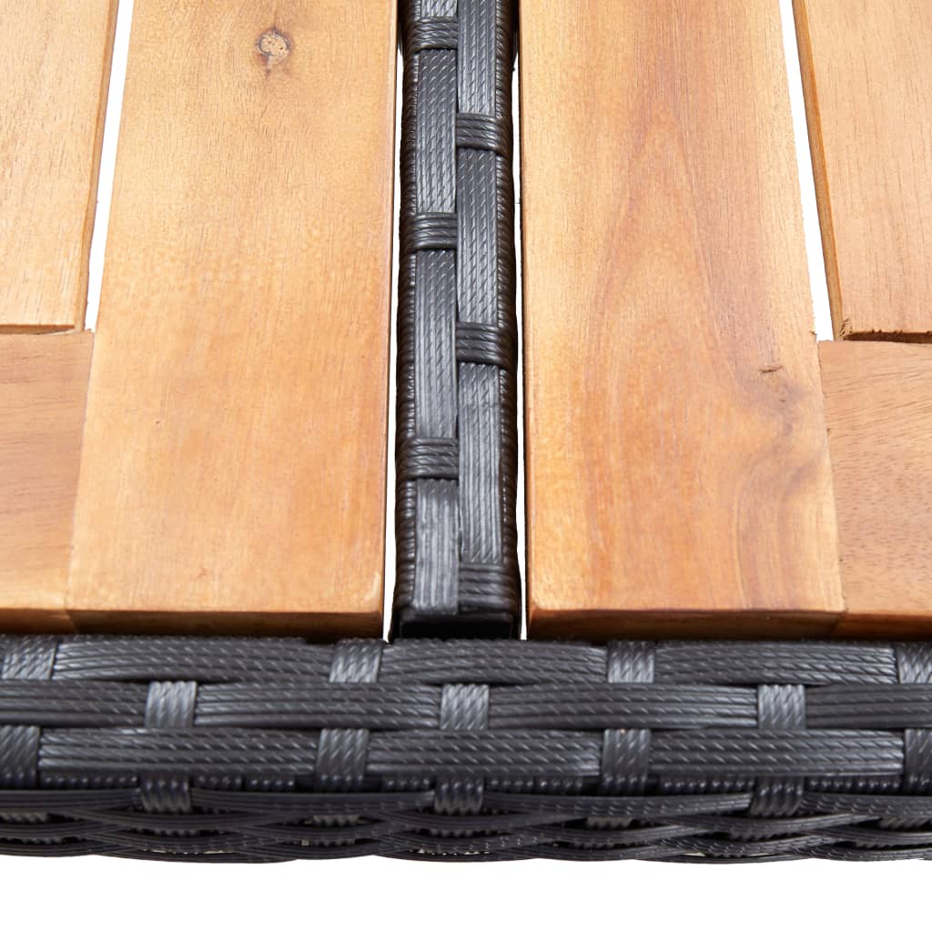 Ensemble de bar 5 pcs Résine tressée et bois d'acacia Noir - XIOS