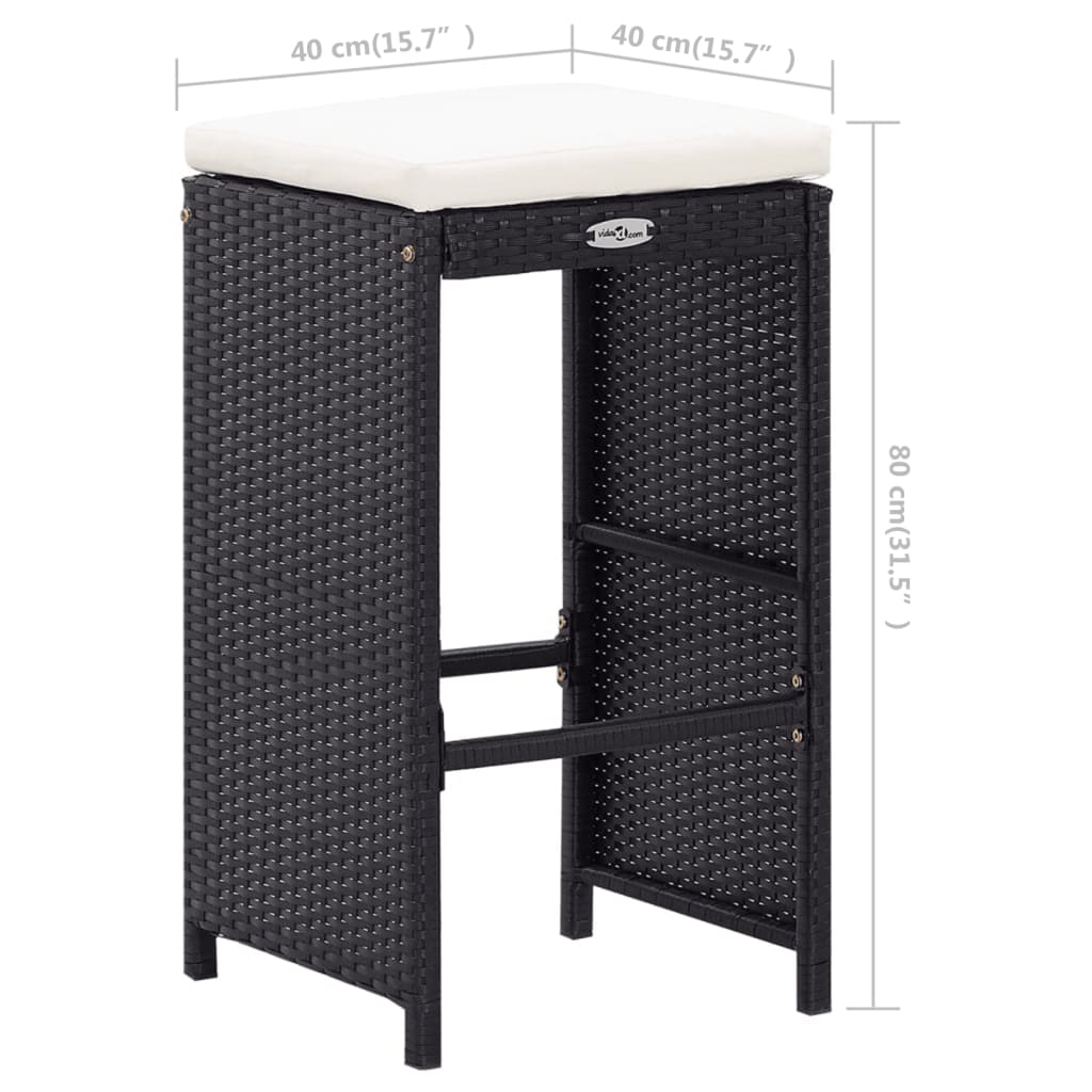 Ensemble de bar d'extérieur 9 pcs Résine tressée Noir - XIOS