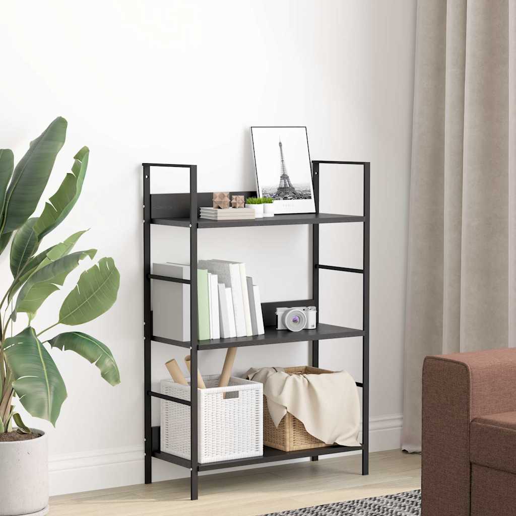 Bibliothèque à 3 niveaux noir 60x27,6x90,5 cm bois d'ingénierie - XIOS