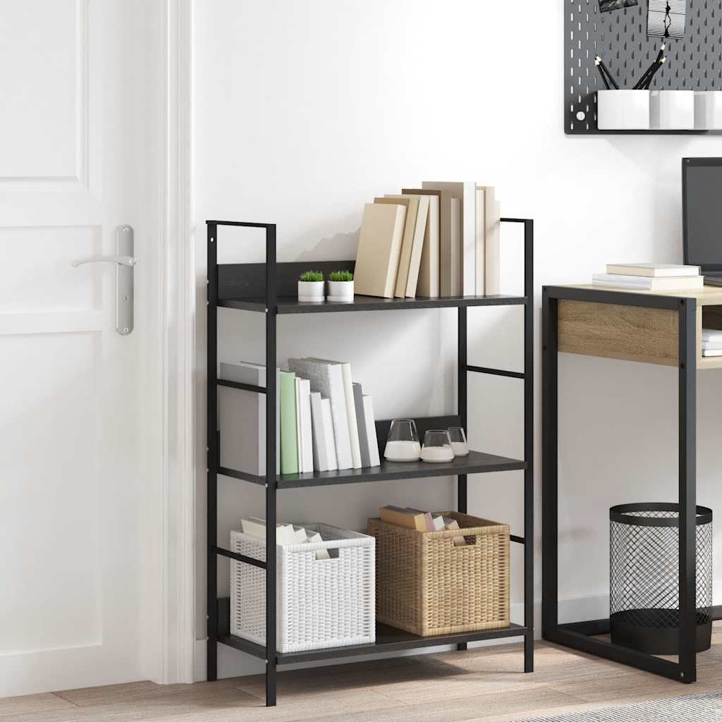 Bibliothèque à 3 niveaux noir 60x27,6x90,5 cm bois d'ingénierie - XIOS