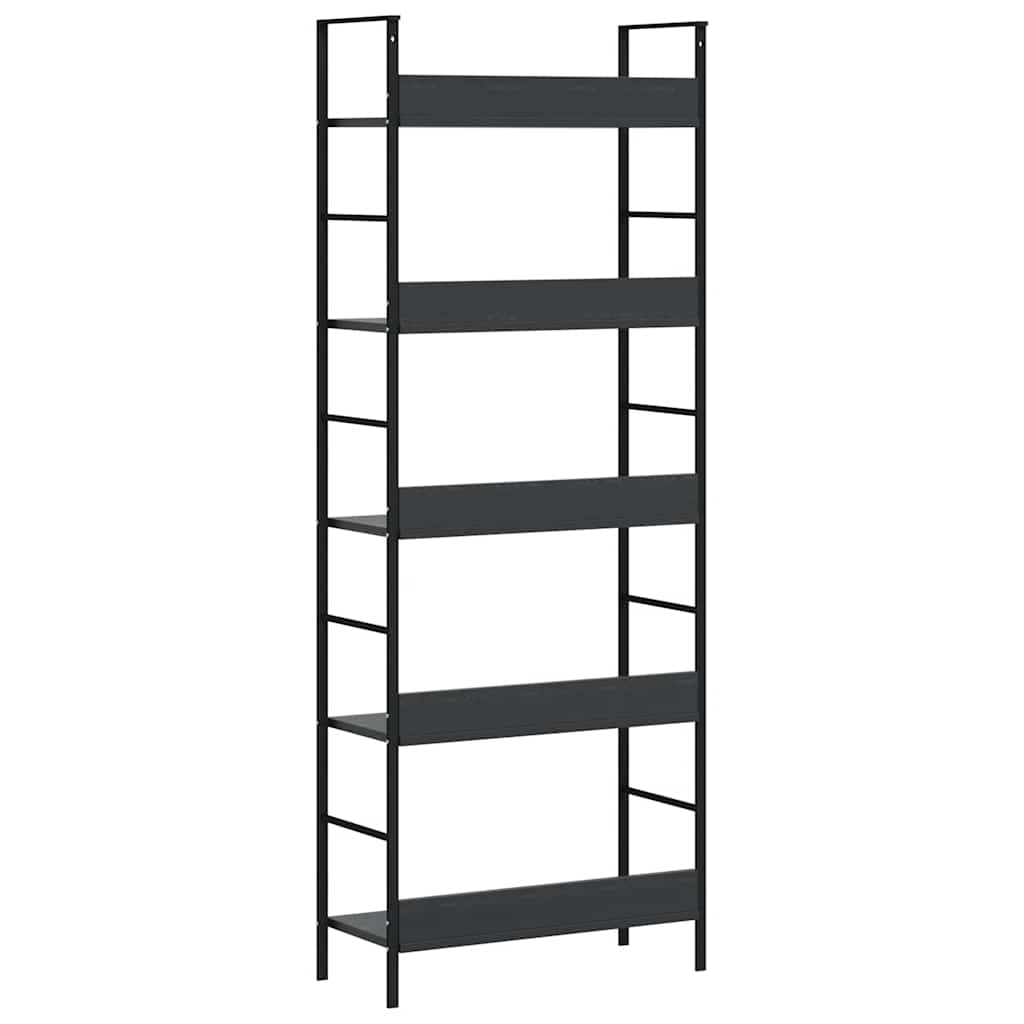 Bibliothèque à 5 niveaux noir 60x27,6x158,5cm bois d'ingénierie - XIOS