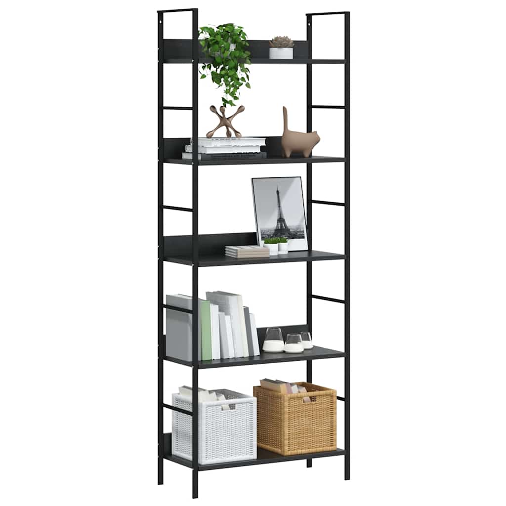 Bibliothèque à 5 niveaux noir 60x27,6x158,5cm bois d'ingénierie - XIOS