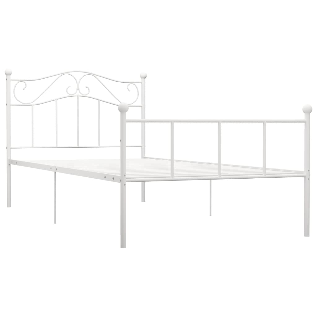 Cadre de lit sans matelas blanc métal 90x200 cm - XIOS
