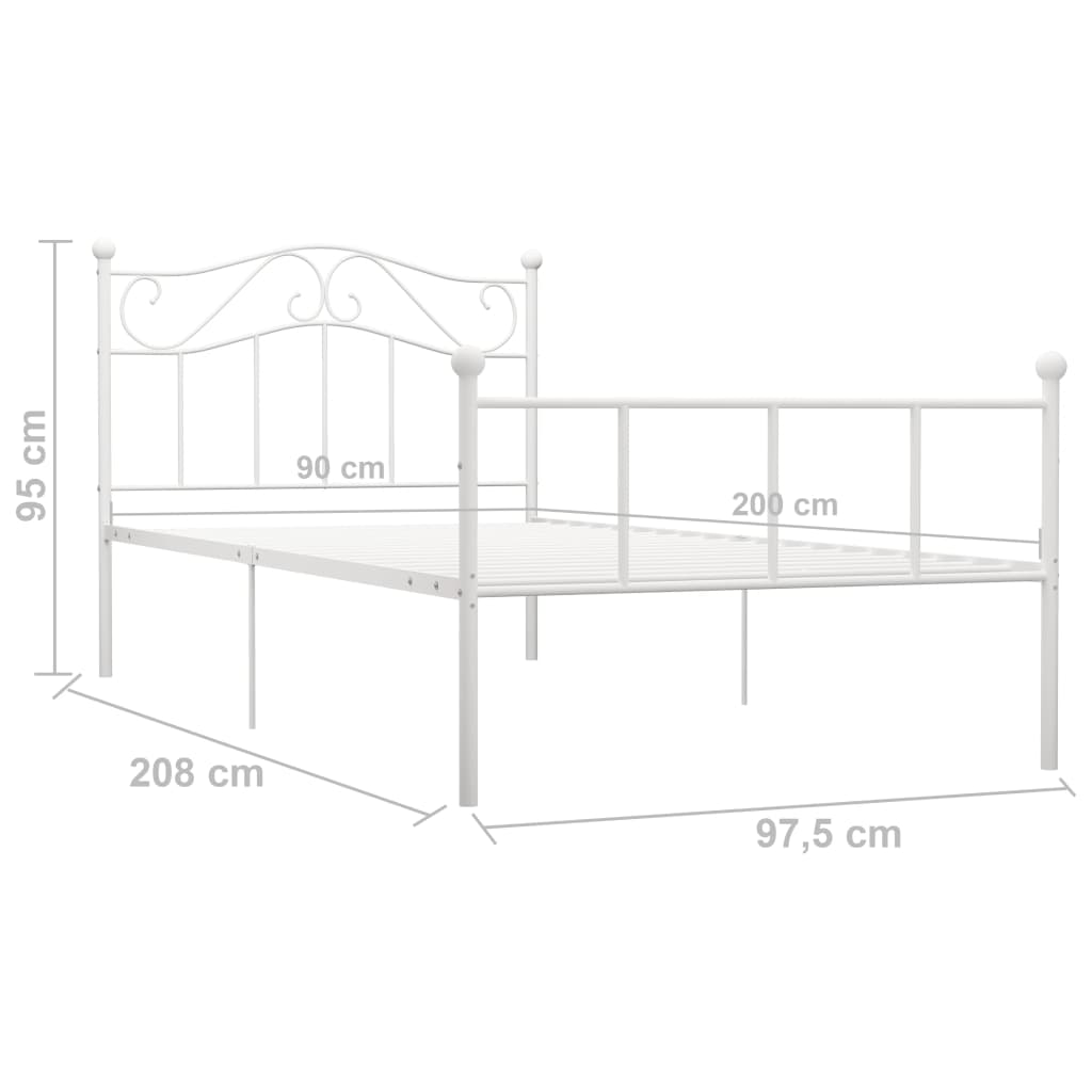 Cadre de lit sans matelas blanc métal 90x200 cm - XIOS