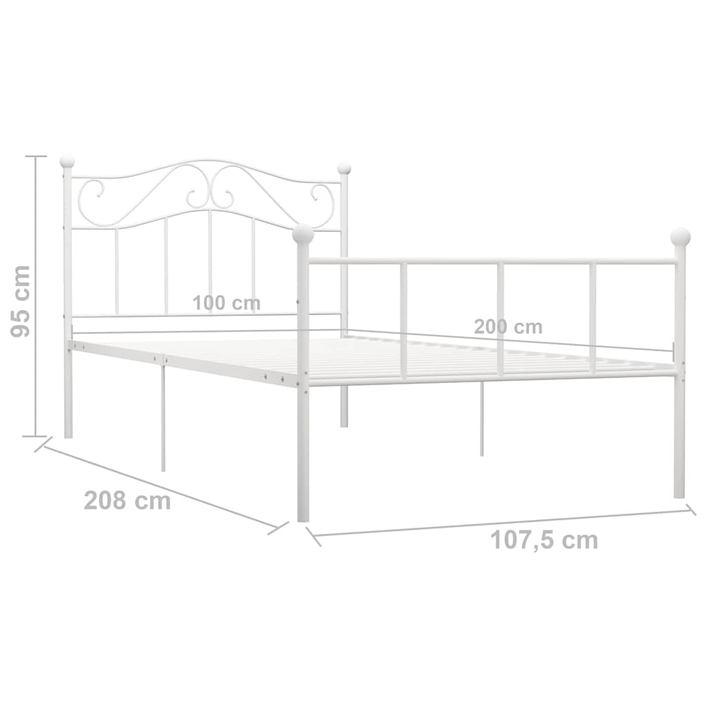 Cadre de lit sans matelas blanc métal 100x200 cm - XIOS
