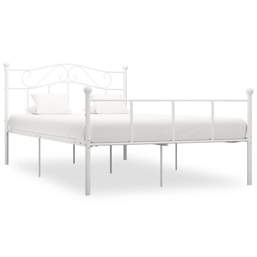 Cadre de lit sans matelas et tête de lit blanc métal 160x200 cm - XIOS