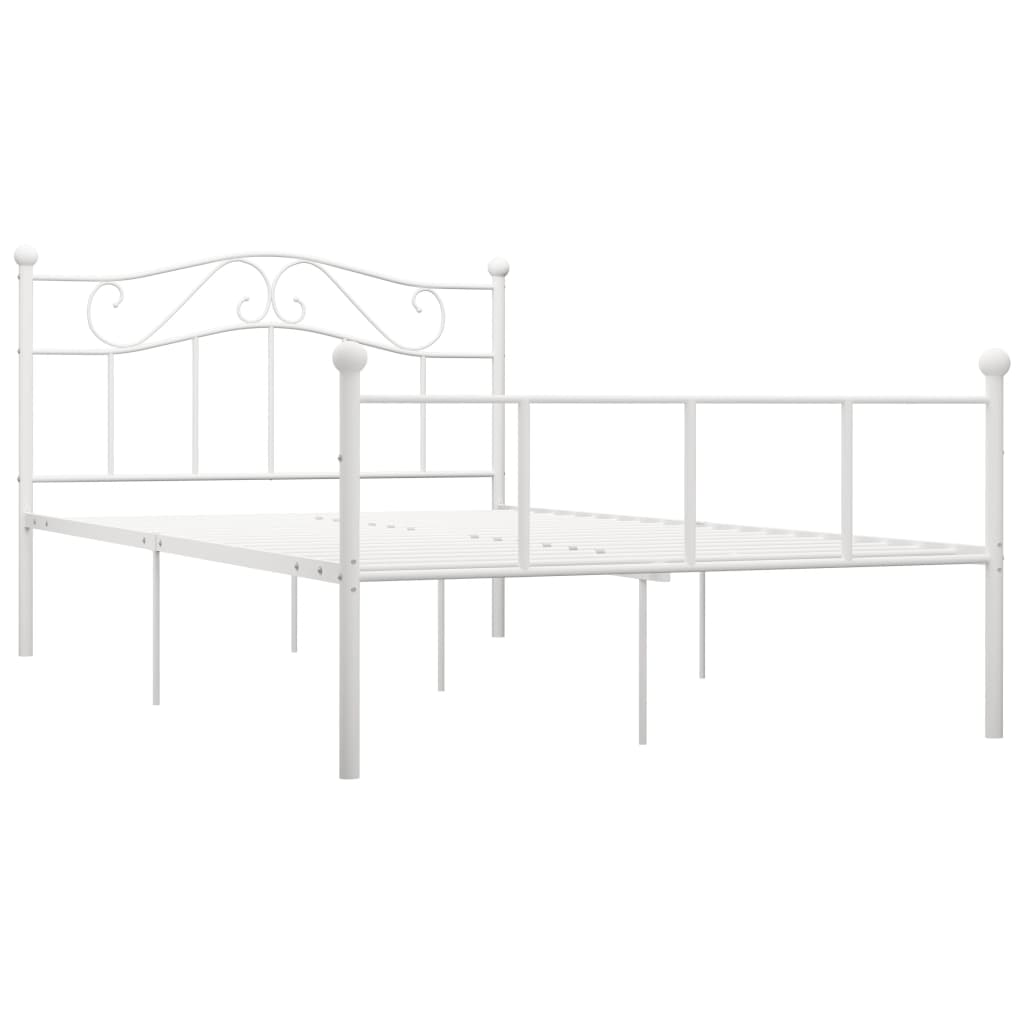 Cadre de lit sans matelas et tête de lit blanc métal 160x200 cm - XIOS