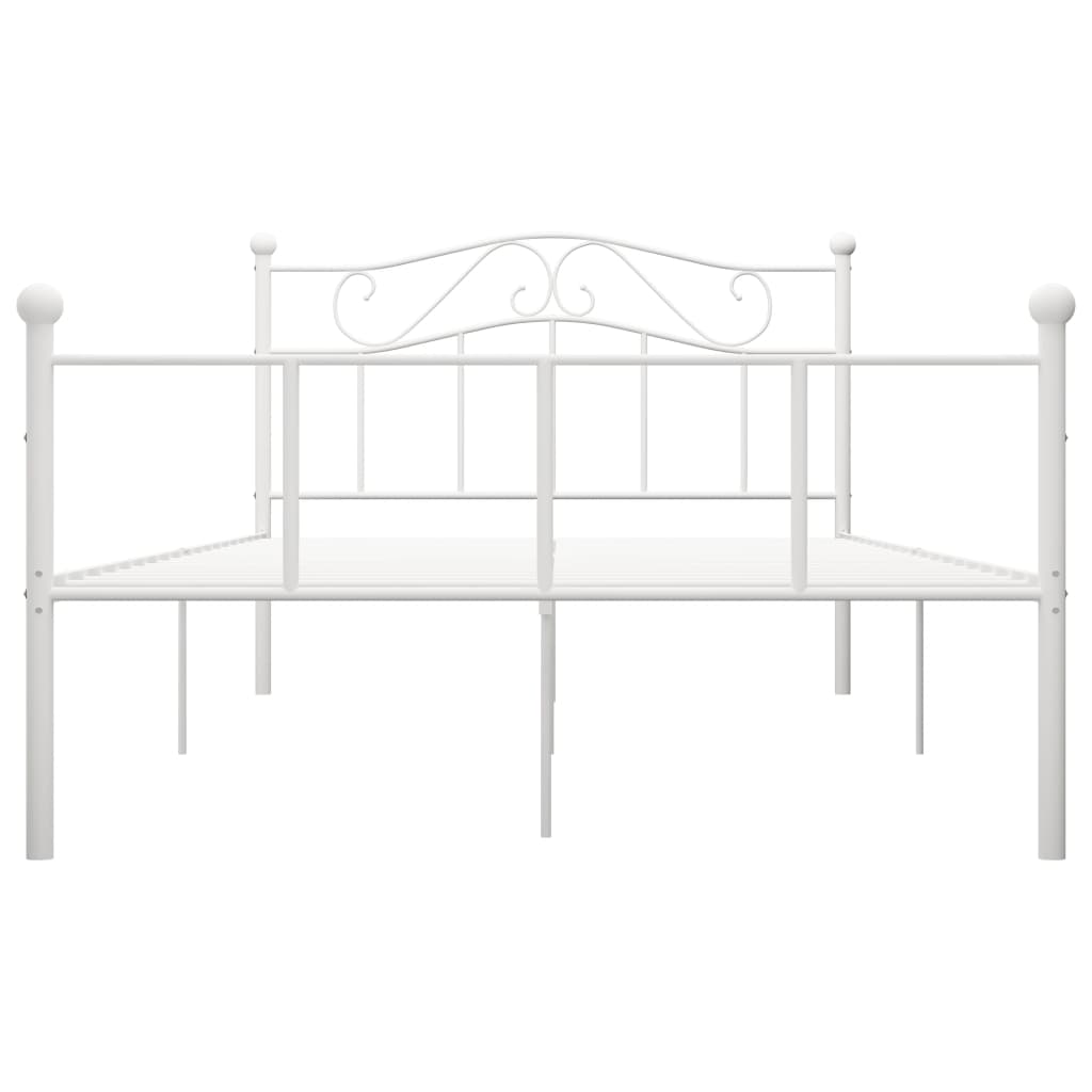 Cadre de lit sans matelas et tête de lit blanc métal 160x200 cm - XIOS