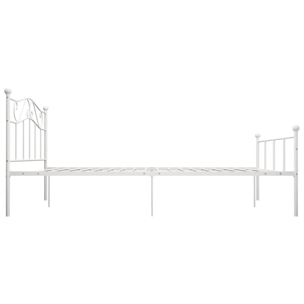 Cadre de lit sans matelas et tête de lit blanc métal 160x200 cm - XIOS