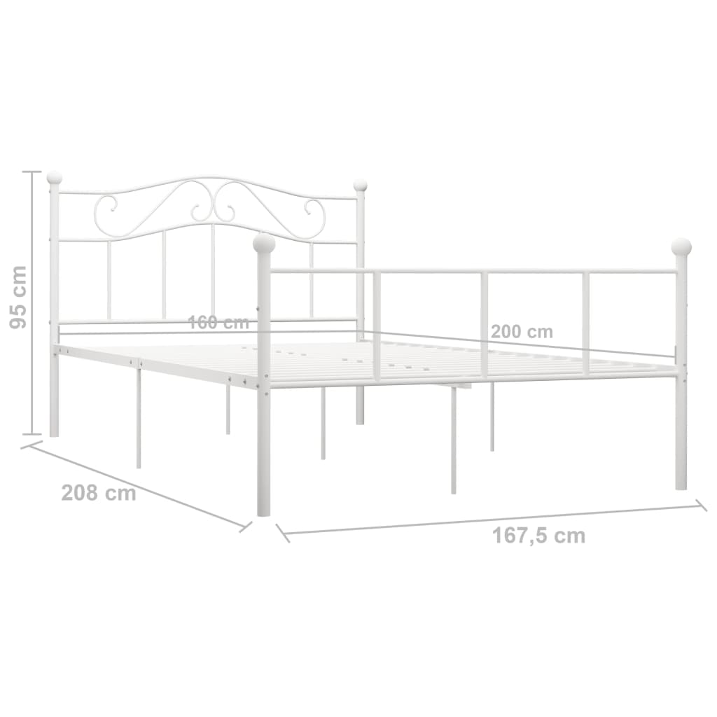 Cadre de lit sans matelas et tête de lit blanc métal 160x200 cm - XIOS