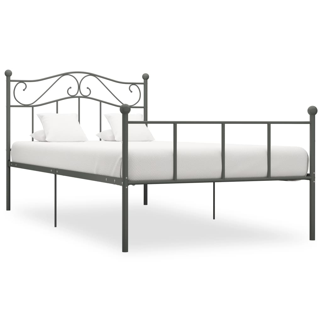 Cadre de lit sans matelas gris métal 100x200 cm - XIOS