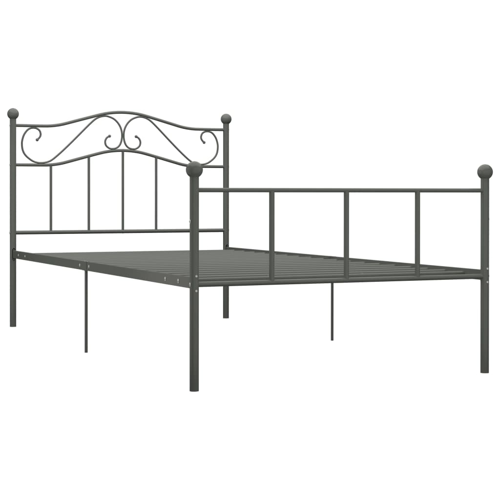 Cadre de lit sans matelas gris métal 100x200 cm - XIOS