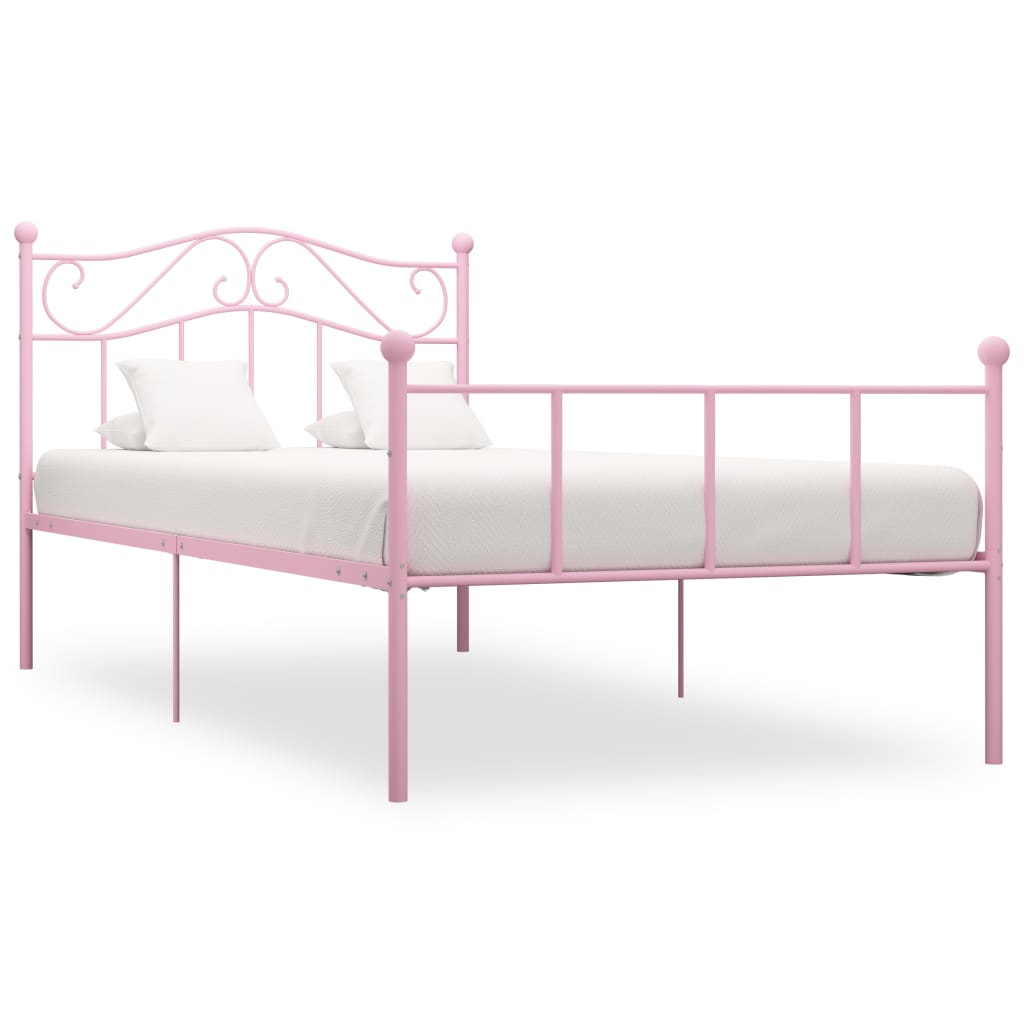 Cadre de lit sans matelas rose métal 100x200 cm - XIOS