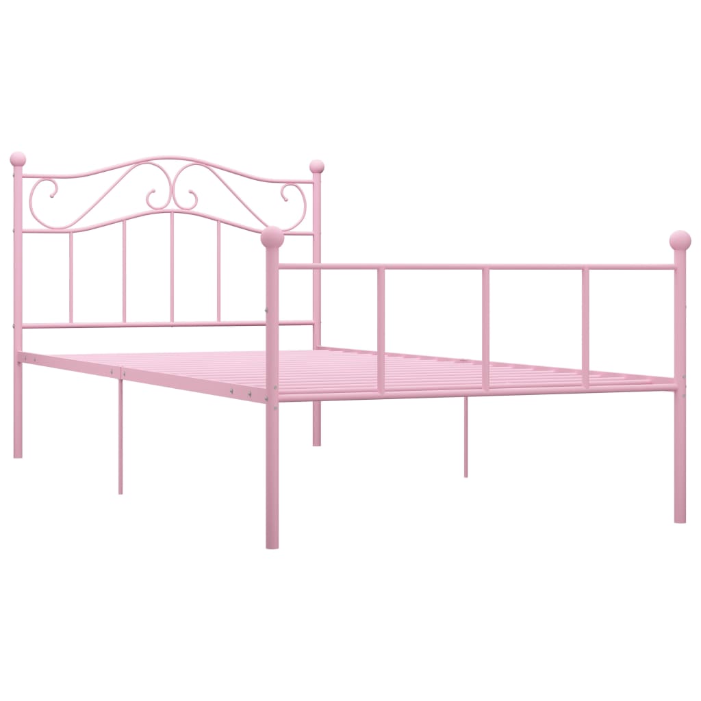 Cadre de lit sans matelas rose métal 100x200 cm - XIOS