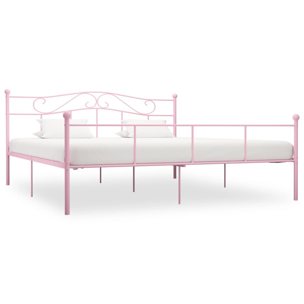 Cadre de lit sans matelas rose métal 180x200 cm - XIOS