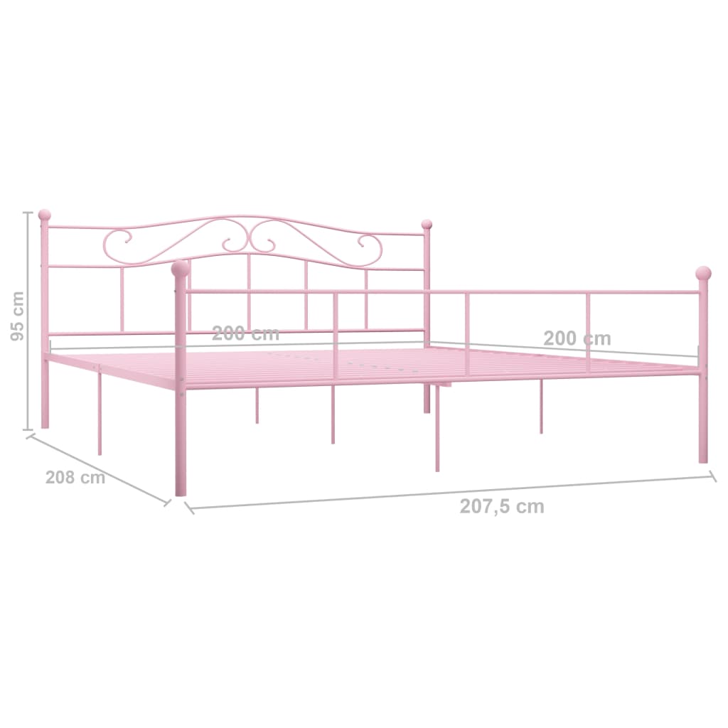 Cadre de lit Rose Métal 200x200 cm - XIOS