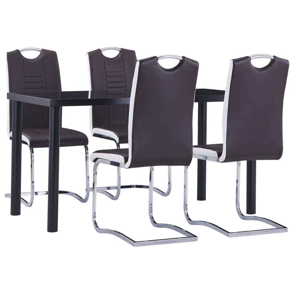 Ensemble de salle à manger 5 pcs Similicuir Marron - XIOS