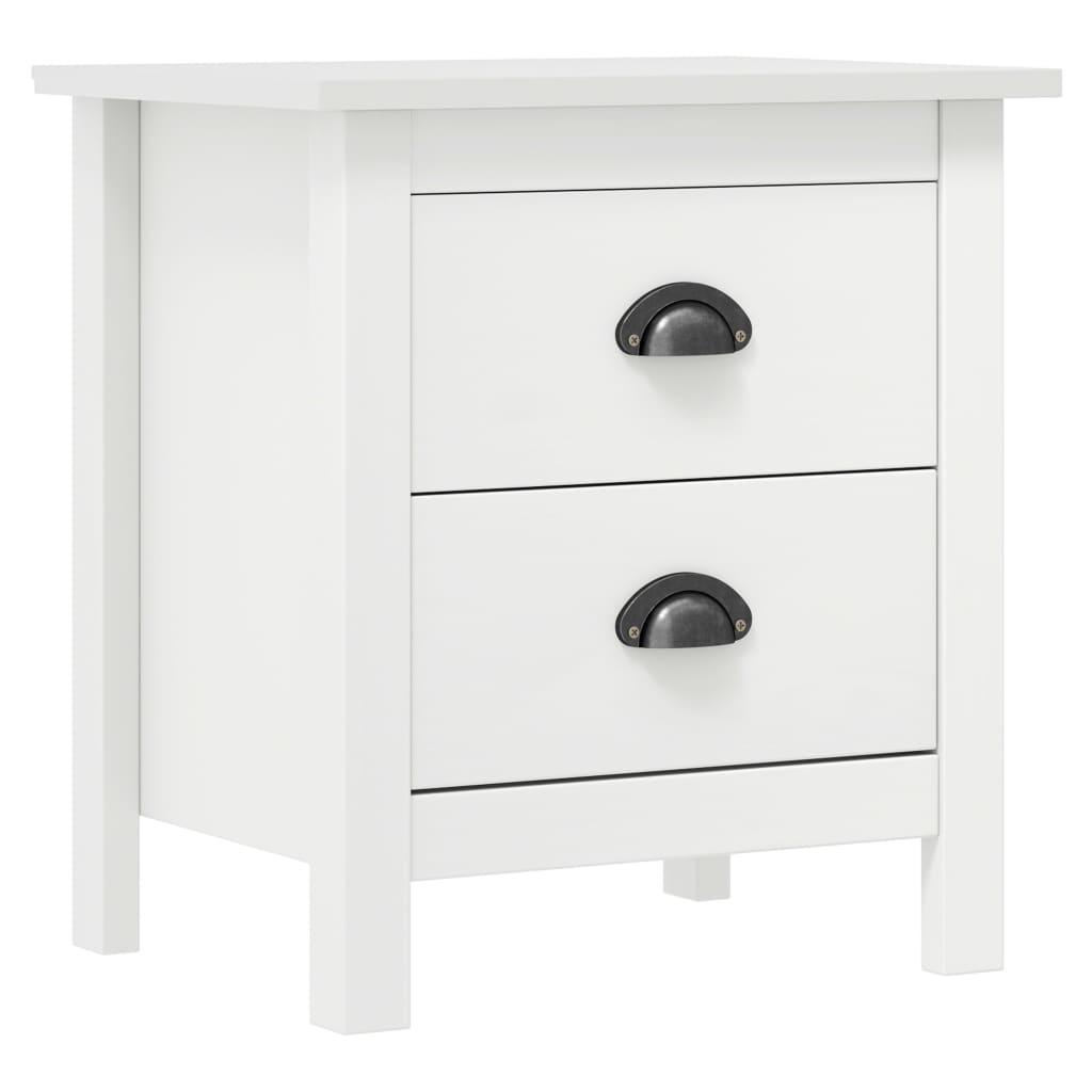 Table de chevet Hill Blanc 46x35x49,5 cm Bois de pin solide - XIOS