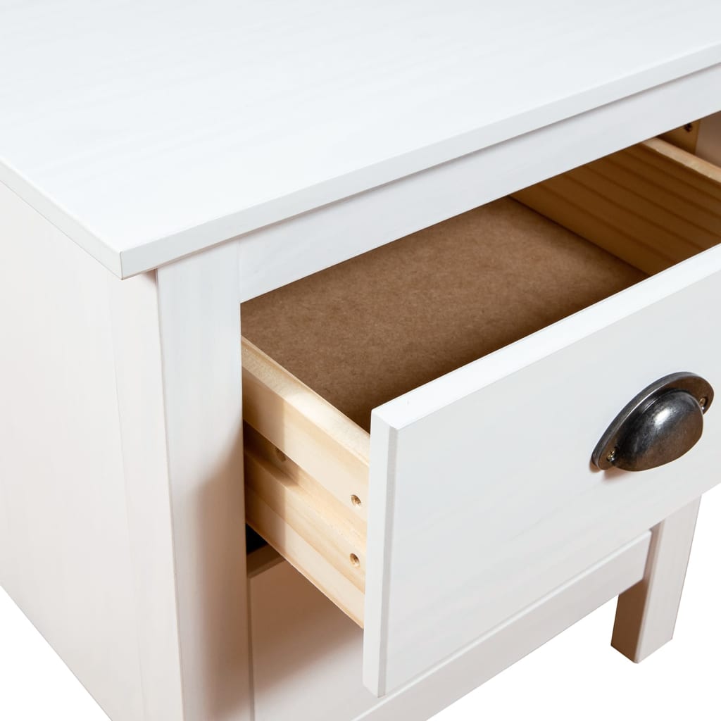 Table de chevet Hill Blanc 46x35x49,5 cm Bois de pin solide - XIOS