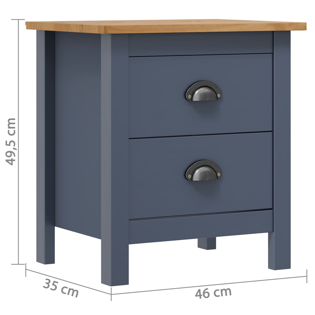 Table de chevet Hill Gris 46x35x49,5 cm Bois de pin solide - XIOS