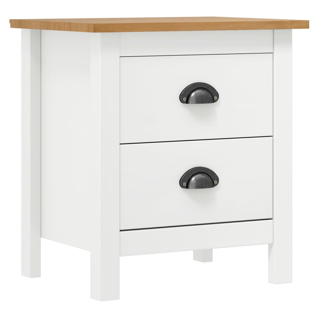 Table de chevet Hill Blanc 46x35x49,5 cm Bois de pin solide - XIOS